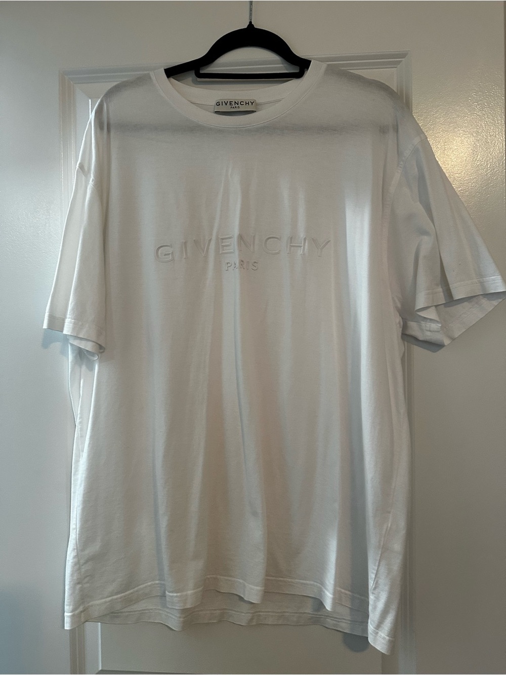 Givenchy White Embossed Logo Short Sleeve Tee